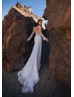 Long Sleeves Ivory Eyelash Lace Dreamy Wedding Dress
